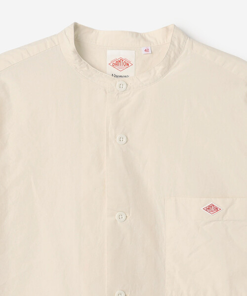 DANTON(ダントン)の「DANTON | コットンリネンブロード バンドカラー半袖シャツ MEN(シャツ/ブラウス・メンズ・アイボリー/チャコール・42/40)」の5枚目の写真