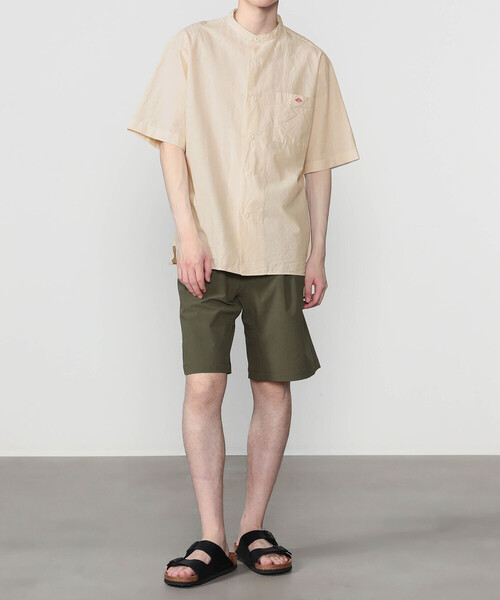 DANTON | コットンリネンブロード バンドカラー半袖シャツ MEN（シャツ