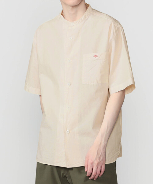 DANTON | コットンリネンブロード バンドカラー半袖シャツ MEN（シャツ