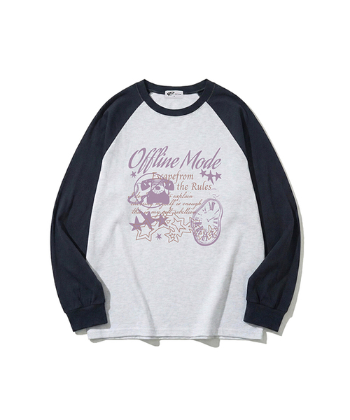 ESCAPEFROM（エスケープフロム）の「オフラインモードプリントロングスリーブ [4カラー]（Tシャツ/カットソー・レディース・ホワイト/ブラウン/ネイビー/ブラック・SMALL/MEDIUM/LARGE）」の4枚目の写真