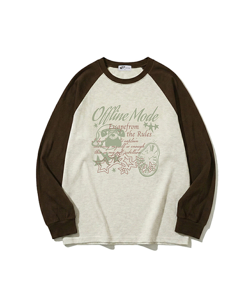ESCAPEFROM（エスケープフロム）の「オフラインモードプリントロングスリーブ [4カラー]（Tシャツ/カットソー・レディース・ホワイト/ブラウン/ネイビー/ブラック・SMALL/MEDIUM/LARGE）」の3枚目の写真