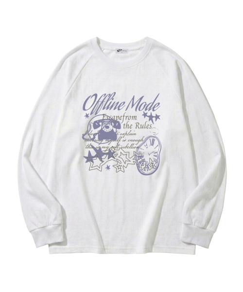ESCAPEFROM（エスケープフロム）の「オフラインモードプリントロングスリーブ [4カラー]（Tシャツ/カットソー・レディース・ホワイト/ブラウン/ネイビー/ブラック・SMALL/MEDIUM/LARGE）」の8枚目の写真