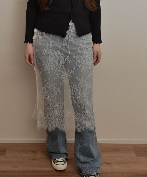 Mayree(メイリー)の「【resonance】フラワー刺繍 レース ロング ラップスカート/付け裾【マルチウェイ】(その他トップス・レディース・ブラック/ホワイト・FREE)」の4枚目の写真
