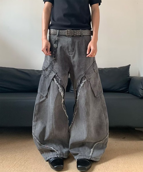 WESTBOY(ウエストボーイ)の「Y2K カットオフ グレーワイドデニムカーゴパンツ WO26S11PT05(デニムパンツ・メンズ・グレー・XL/M/L)」の4枚目の写真