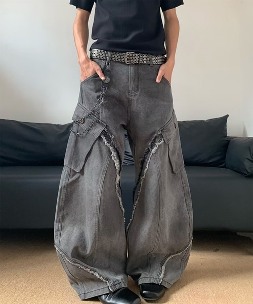 WESTBOY(ウエストボーイ)の「Y2K カットオフ グレーワイドデニムカーゴパンツ WO26S11PT05(デニムパンツ・メンズ・グレー・XL/M/L)」の5枚目の写真