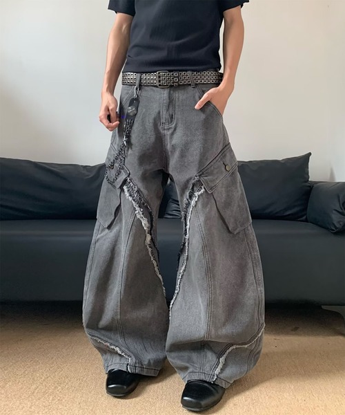 WESTBOY(ウエストボーイ)の「Y2K カットオフ グレーワイドデニムカーゴパンツ WO26S11PT05(デニムパンツ・メンズ・グレー・XL/M/L)」の8枚目の写真