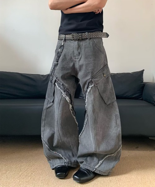 WESTBOY(ウエストボーイ)の「Y2K カットオフ グレーワイドデニムカーゴパンツ WO26S11PT05(デニムパンツ・メンズ・グレー・XL/M/L)」の9枚目の写真