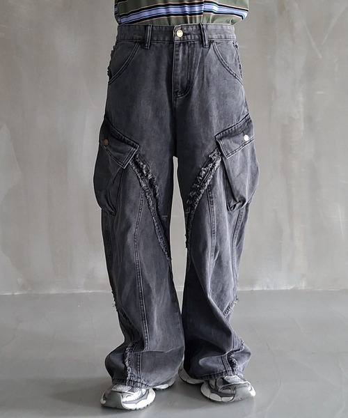 WESTBOY(ウエストボーイ)の「Y2K カットオフ グレーワイドデニムカーゴパンツ WO26S11PT05(デニムパンツ・メンズ・グレー・XL/M/L)」の10枚目の写真