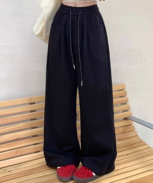 Teem Store(チームストア)の「【4色展開】ルーズシルエット リラックス スウェットワイドパンツ 体型カバー(スウェットパンツ・レディース・ネイビー/ブラック/グレー/ホワイト・S/M)」の16枚目の写真