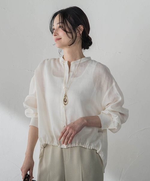 LAUTREAMONT（ロートレアモン）の「ラミーカルゼドロストブラウス（シャツ/ブラウス・レディース・オフホワイト/オレンジ/ブラウン・9号）」の16枚目の写真