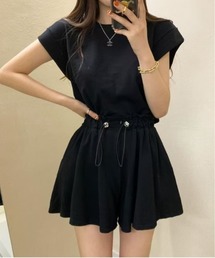 【2点SET】大人可愛いリラックスTシャツ&キュロットスカートセットアップ