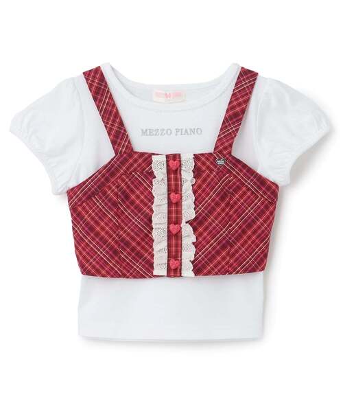 mezzo piano(メゾピアノ)の「チェックビスチェ &半袖Tシャツセット(Tシャツ/カットソー・キッズ・グリーン/レッド・140cm/130cm/120cm)」の16枚目の写真
