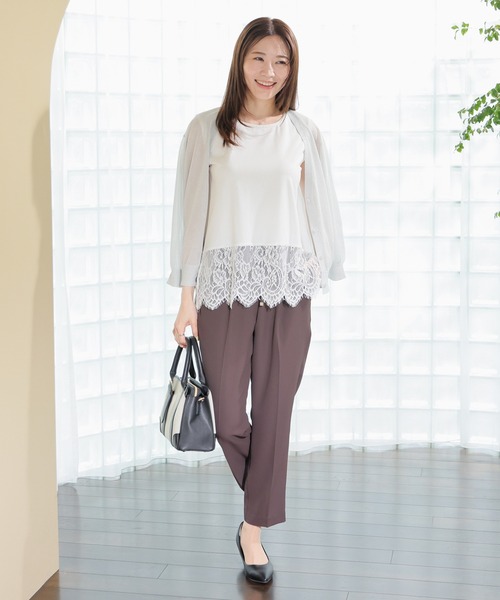 GLACIER lusso(グラシアルッソ)の「【美冷・接触冷感・UVカット】裾レースノースリトップス(Tシャツ/カットソー・レディース・ブラック/アイボリー・L/LL/M/S)」の4枚目の写真