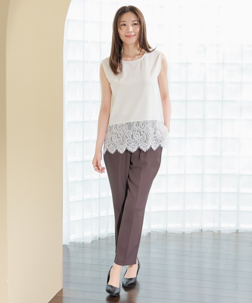 GLACIER lusso(グラシアルッソ)の「【美冷・接触冷感・UVカット】裾レースノースリトップス(Tシャツ/カットソー・レディース・ブラック/アイボリー・L/LL/M/S)」の5枚目の写真