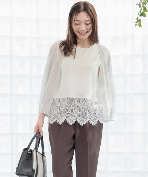 GLACIER lusso(グラシアルッソ)の「【美冷・接触冷感・UVカット】裾レースノースリトップス(Tシャツ/カットソー・レディース・ブラック/アイボリー・L/LL/M/S)」の6枚目の写真