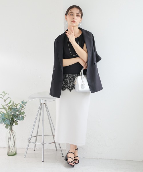 GLACIER lusso(グラシアルッソ)の「【美冷・接触冷感・UVカット】裾レースノースリトップス(Tシャツ/カットソー・レディース・ブラック/アイボリー・L/LL/M/S)」の8枚目の写真