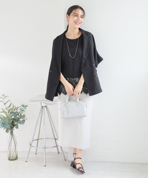 GLACIER lusso(グラシアルッソ)の「【美冷・接触冷感・UVカット】裾レースノースリトップス(Tシャツ/カットソー・レディース・ブラック/アイボリー・L/LL/M/S)」の9枚目の写真