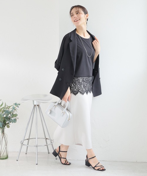 GLACIER lusso(グラシアルッソ)の「【美冷・接触冷感・UVカット】裾レースノースリトップス(Tシャツ/カットソー・レディース・ブラック/アイボリー・L/LL/M/S)」の10枚目の写真