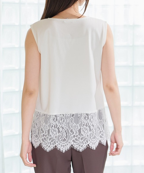 GLACIER lusso(グラシアルッソ)の「【美冷・接触冷感・UVカット】裾レースノースリトップス(Tシャツ/カットソー・レディース・ブラック/アイボリー・L/LL/M/S)」の18枚目の写真