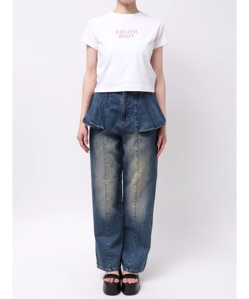 CALNAMUR（カルナムール）の「ビジューロゴコンパクトTシャツ（Tシャツ/カットソー・レディース・ブラック/ホワイト/レッド・FREE）」の14枚目の写真