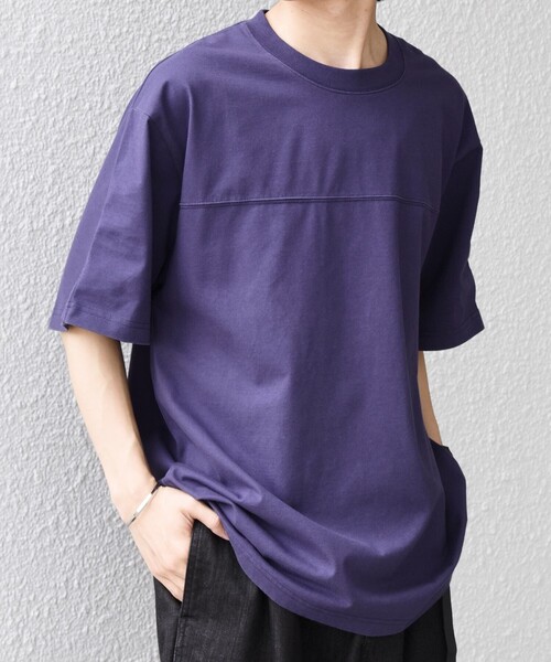 SHIPS any(シップス エニィ)の「SHIPS any:〈接触冷感/吸水速乾/UVカット/遮熱〉Raylock フットボール Tシャツ◇(Tシャツ/カットソー・メンズ・チャコールグレー/グリーン/レッド/ネイビー/マスタード・MEDIUM/LARGE)」の3枚目の写真