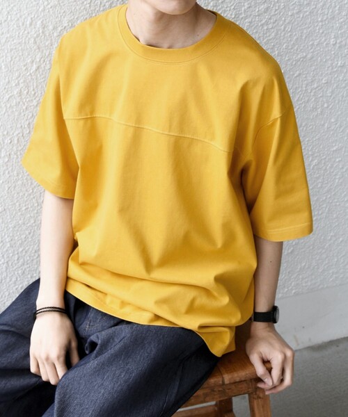 SHIPS any(シップス エニィ)の「SHIPS any:〈接触冷感/吸水速乾/UVカット/遮熱〉Raylock フットボール Tシャツ◇(Tシャツ/カットソー・メンズ・チャコールグレー/グリーン/レッド/ネイビー/マスタード・MEDIUM/LARGE)」の4枚目の写真