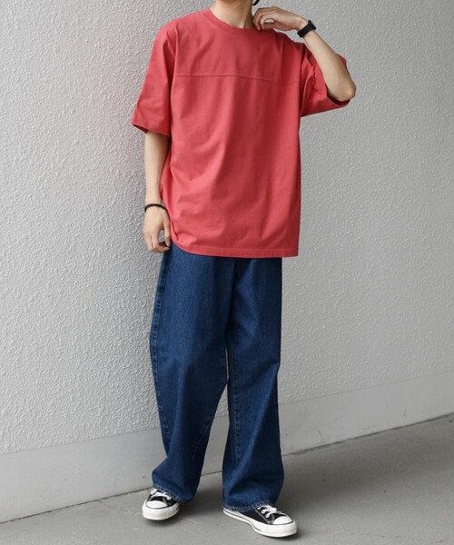 SHIPS any(シップス エニィ)の「SHIPS any:〈接触冷感/吸水速乾/UVカット/遮熱〉Raylock フットボール Tシャツ◇(Tシャツ/カットソー・メンズ・チャコールグレー/グリーン/レッド/ネイビー/マスタード・MEDIUM/LARGE)」の12枚目の写真