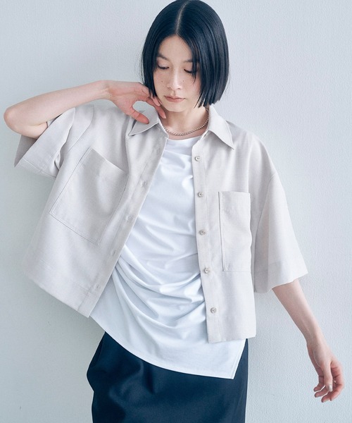 Obis&(オビスアンド)の「アシンメトリー ドレープTシャツ(Tシャツ/カットソー・レディース・ホワイト/ブラック・FREE)」の12枚目の写真