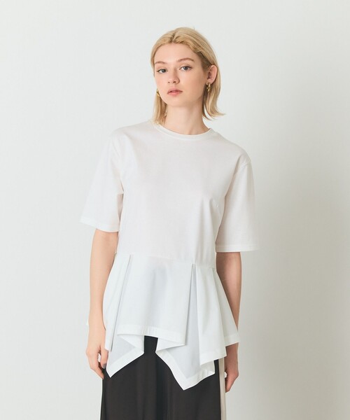 GRACE CLASS(グレースクラス)の「ペプラムカットトップ(Tシャツ/カットソー・レディース・ホワイト/ブラック・36)」の1枚目の写真