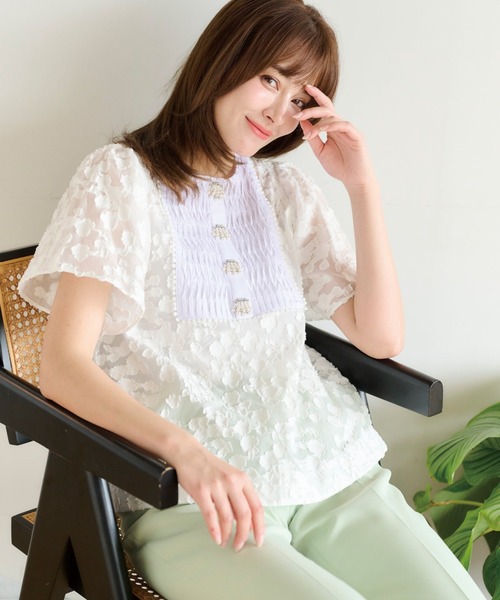 Chesty(チェスティー)の「シェルパーツブラウス(シャツ/ブラウス・レディース・ブラック/オフホワイト・0/1)」の1枚目の写真