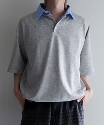 cussil（クシル）の「【cussil/クシル】ストライプフェイクレイヤード半袖ポロシャツ（ポロシャツ）」