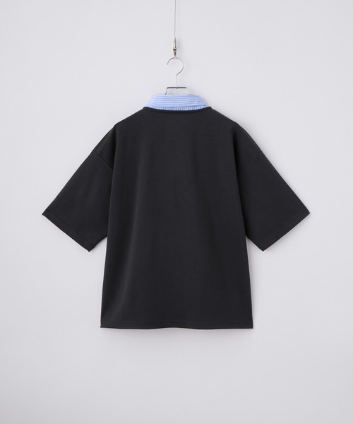 cussil(クシル)の「【cussil/クシル】ストライプフェイクレイヤード半袖ポロシャツ(ポロシャツ・メンズ・グレー/ダークネイビー・M/S/L)」の10枚目の写真