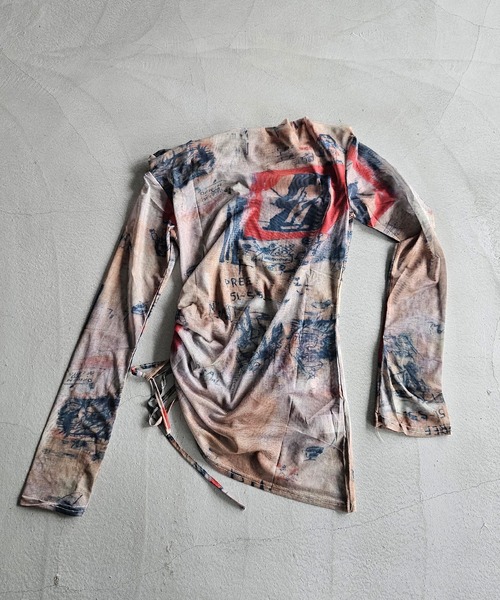 WESTBOY(ウエストボーイ)の「Y2K オフショルダー ドロスト プリントシアートップス WOG26S1TP05(Tシャツ/カットソー・レディース・ベージュ・FREE)」の7枚目の写真