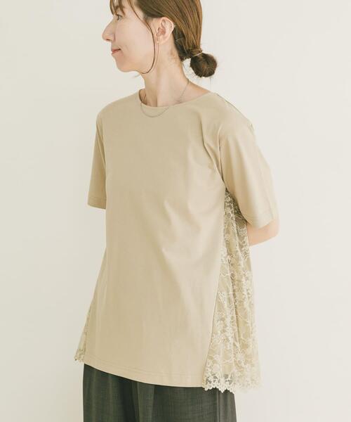 ITEMS URBANRESEARCH(アイテムズ アーバンリサーチ)の「バックシャンレースTシャツ(Tシャツ/カットソー・レディース・ベージュ/ブラック/ホワイト系その他・FREE)」の3枚目の写真