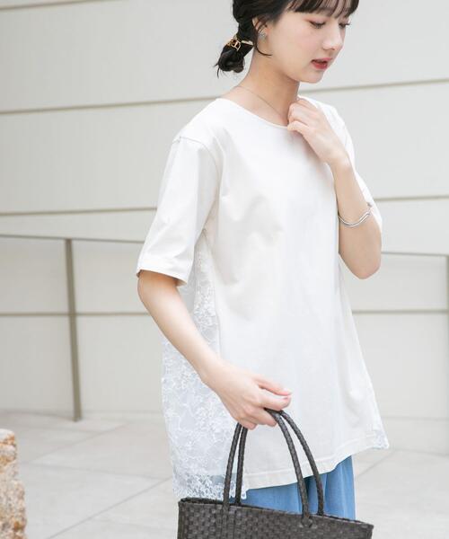 ITEMS URBANRESEARCH(アイテムズ アーバンリサーチ)の「バックシャンレースTシャツ(Tシャツ/カットソー・レディース・ベージュ/ブラック/ホワイト系その他・FREE)」の4枚目の写真