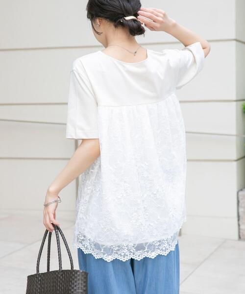 ITEMS URBANRESEARCH(アイテムズ アーバンリサーチ)の「バックシャンレースTシャツ(Tシャツ/カットソー・レディース・ベージュ/ブラック/ホワイト系その他・FREE)」の5枚目の写真
