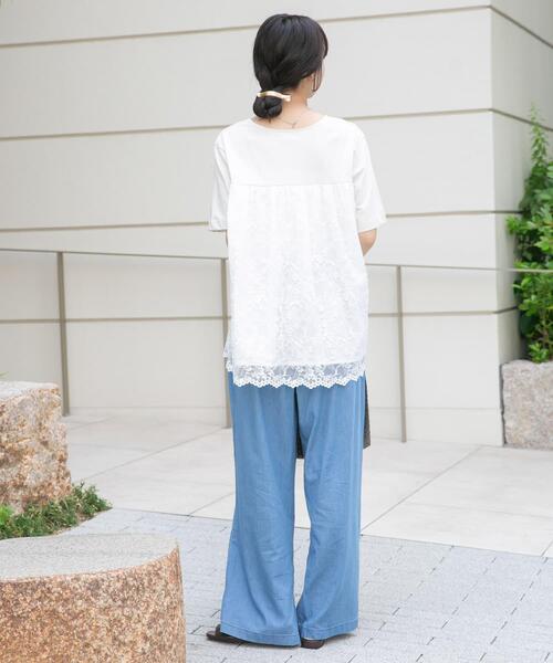 ITEMS URBANRESEARCH(アイテムズ アーバンリサーチ)の「バックシャンレースTシャツ(Tシャツ/カットソー・レディース・ベージュ/ブラック/ホワイト系その他・FREE)」の6枚目の写真