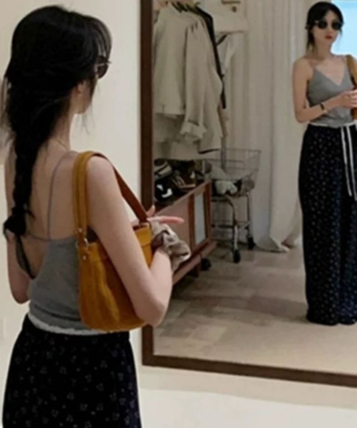 shoppinggo(ショッピングゴー)の「2026年春夏 新作背中あき キャミソール リボン ショート丈 へそ出し カップ付 キャミタンクトップ ブラ バッククロス インナー 背中見せ(キャミソール・レディース・ホワイト/ブルー/ブラック/グレー/ライトグレー・FREE)」の20枚目の写真