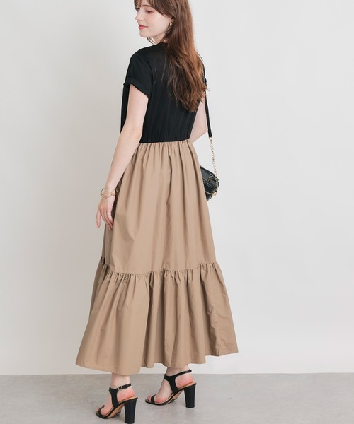 PICCIN(ピッチン)の「切り替えティアードワンピース(ワンピース・レディース・ブラック/ベージュ・M)」の2枚目の写真