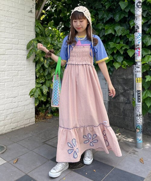 CIAOPANIC TYPY(チャオパニックティピー)の「【HELLO.SANFRANCISCO】フラワーカットシャーリングワンピ(ワンピース・レディース・レッド/オレンジ・ONE SIZE)」の5枚目の写真