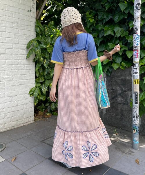 CIAOPANIC TYPY(チャオパニックティピー)の「【HELLO.SANFRANCISCO】フラワーカットシャーリングワンピ(ワンピース・レディース・レッド/オレンジ・ONE SIZE)」の7枚目の写真