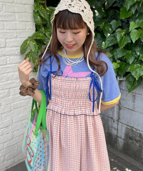 CIAOPANIC TYPY(チャオパニックティピー)の「【HELLO.SANFRANCISCO】フラワーカットシャーリングワンピ(ワンピース・レディース・レッド/オレンジ・ONE SIZE)」の8枚目の写真