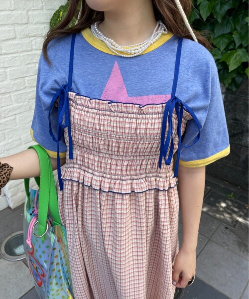 CIAOPANIC TYPY(チャオパニックティピー)の「【HELLO.SANFRANCISCO】フラワーカットシャーリングワンピ(ワンピース・レディース・レッド/オレンジ・ONE SIZE)」の9枚目の写真