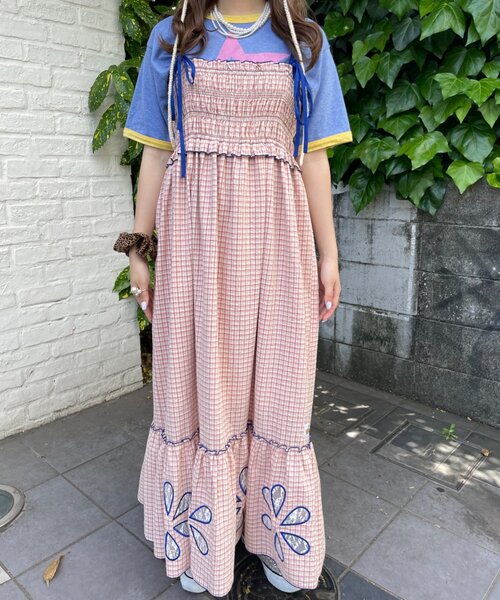 CIAOPANIC TYPY(チャオパニックティピー)の「【HELLO.SANFRANCISCO】フラワーカットシャーリングワンピ(ワンピース・レディース・レッド/オレンジ・ONE SIZE)」の12枚目の写真