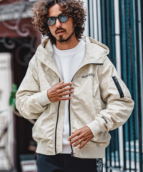 felkod(フィルコッド)の「mj11643- Synthetic Leather Hooded Blouson シンセティックレザーフーデッドブルゾン(F26A090)(ブルゾン・メンズ・ホワイト×ブラック/ブラック・S/M/L)」の3枚目の写真