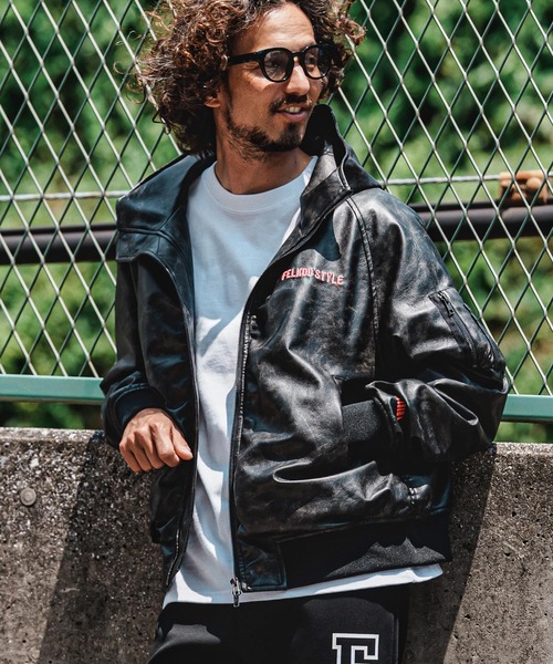 felkod(フィルコッド)の「mj11643- Synthetic Leather Hooded Blouson シンセティックレザーフーデッドブルゾン(F26A090)(ブルゾン・メンズ・ホワイト×ブラック/ブラック・S/M/L)」の9枚目の写真