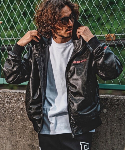 felkod(フィルコッド)の「mj11643- Synthetic Leather Hooded Blouson シンセティックレザーフーデッドブルゾン(F26A090)(ブルゾン・メンズ・ホワイト×ブラック/ブラック・S/M/L)」の11枚目の写真