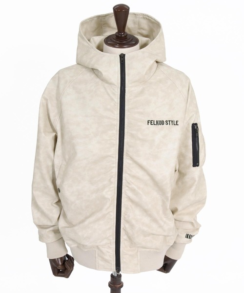 felkod(フィルコッド)の「mj11643- Synthetic Leather Hooded Blouson シンセティックレザーフーデッドブルゾン(F26A090)(ブルゾン・メンズ・ホワイト×ブラック/ブラック・S/M/L)」の15枚目の写真