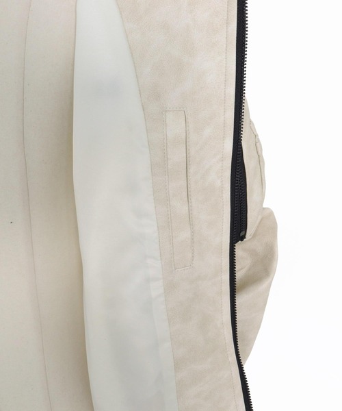 felkod(フィルコッド)の「mj11643- Synthetic Leather Hooded Blouson シンセティックレザーフーデッドブルゾン(F26A090)(ブルゾン・メンズ・ホワイト×ブラック/ブラック・S/M/L)」の18枚目の写真