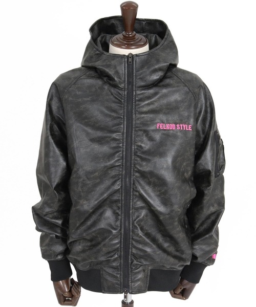 felkod(フィルコッド)の「mj11643- Synthetic Leather Hooded Blouson シンセティックレザーフーデッドブルゾン(F26A090)(ブルゾン・メンズ・ホワイト×ブラック/ブラック・S/M/L)」の20枚目の写真